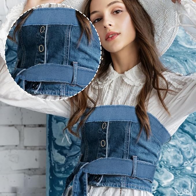 SUPERFINDINGS 5 Rolls 9.3 Yards Denim Blue Ribbon Fringes 4cm Wide Fabric Ribbon Wrapping Frayed Cotton Jean Fabric for Gifts Wrapping Hair Sewing Weddding Decor