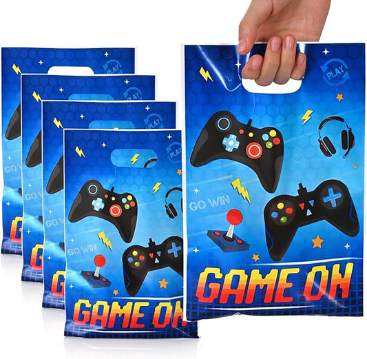 HappFestiv 50 Pcs Video Game Party Favor Bags, Game on Plastic Treat Bags for Candy & Small Gifts, Gaming Gift Bags Candy Bags, Birthday Themed Party Supplies for Boys