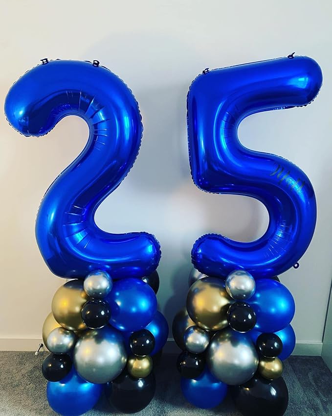 40 Inch Navy Blue 25 Number Balloons Giant Jumbo Huge 25 or 52 Foil Mylar Helium Number Digital Balloons Dark Blue Birthday Mylar Digital Balloons 25 Birthday Party 25th Anniversary Events Party