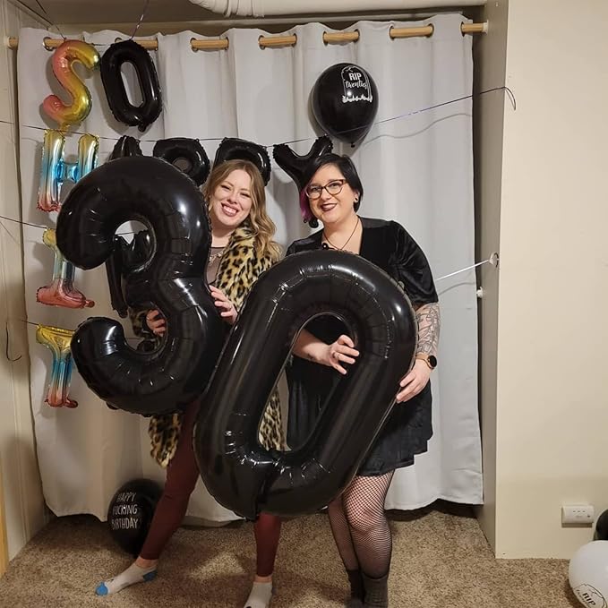 40'' Black Number 9 Balloons, Giant Self Inflating Foil Number Balloons Set 0-9, Large Digital 9 Helium Balloon for Girls Boys 9th Halloween Birthday Party Decorations Anniversary Photo Shoot Supplies