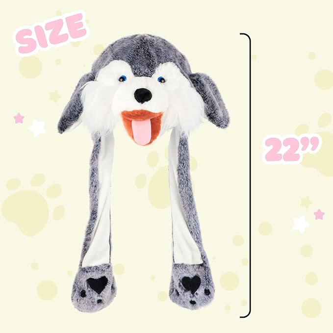 Bubblepompom Animal Hat with Ears Moving Jumping Pop Up Beating Hat Plush Holiday Cosplay Dress Up Funny Gift for Kids