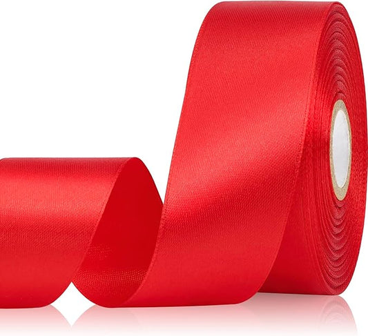 30 Yards Red Ribbon 1-1/2 Inch Red Satin Ribbon for Gift Wrapping, Eternal Flower Making, Bouquet Wrapping, Christmas Decorations, Wedding, Valentine's Day, Chair Sash, Crafts & Sewing