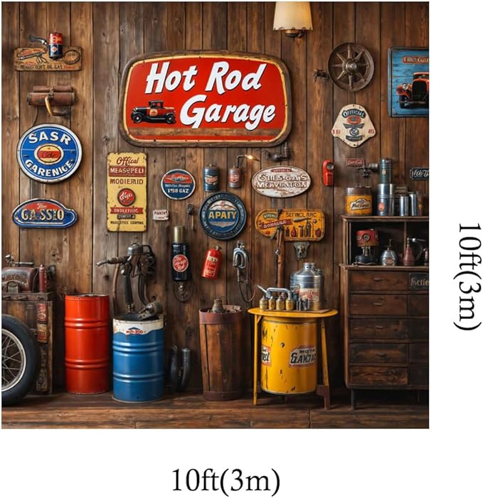Kate 10x10ft Family Dad's Garage Car Repair Shop Photography Backdrops Vintage Wooden Wall Repair Tools Decoration Father's Day Boy Photo Background