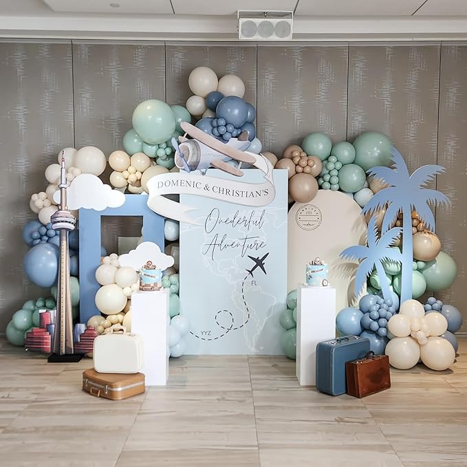 Jobkoo Sage Green Dusty Blue Balloons, 12 Inch Retro Slate Light Blue Olive Green White Sand Beige Nude Eucalyptus Latex Balloon for Boho Rabbit Birthday Wedding Toy Baby Shower Woodland Party Decor