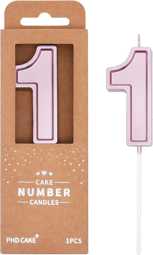PHD CAKE 2.76 Inch Luxe Rose Gold 1 Number Birthday Candles, Rose Gold Number Candles, Cake Number Candles, Party Celebration
