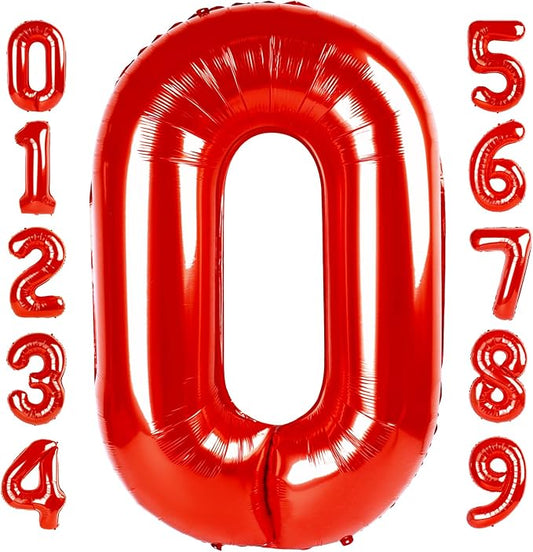 Number 0 Balloons 40 Inch Red Number Balloons for 10 20 30 40 50 60 70 80 90 100 Numbers Balloon Birthday Decorations Wedding Event Baby Shower