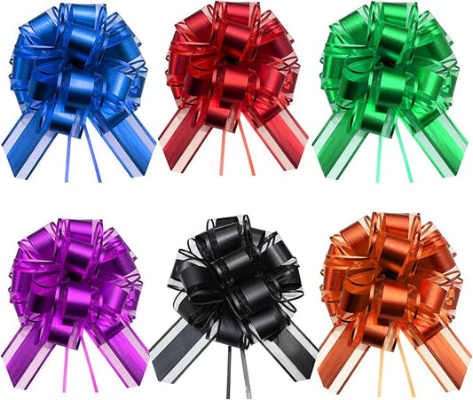 6PCS Bows for Gift Wrapping, 6 Inches Gift Bows with Mixed Color Gift Wrap Bows for Wedding, Basket, Valentines Day, Birthday, Anniversary, Florist Packaging