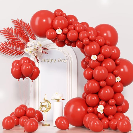 Voircoloria 130pcs Red Balloons Different Sizes 18" 12" 10" 5" Party Latex Balloons for Valentine's Day Birthday Christmas Baby Shower Wedding Anniversary Party Decorations