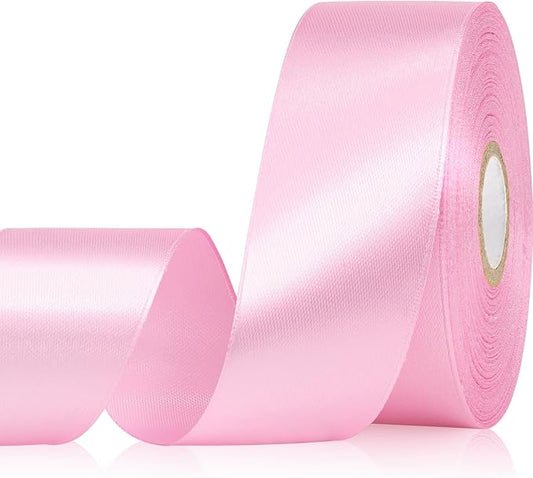 Pink Ribbon 1-1/2 Inch 30 Yards Pink Satin Ribbon for Flower Bouquet, Fabric Ribbon for Gift Wrapping Crafts Hair Eternal Flowers Sewing Wedding Christmas
