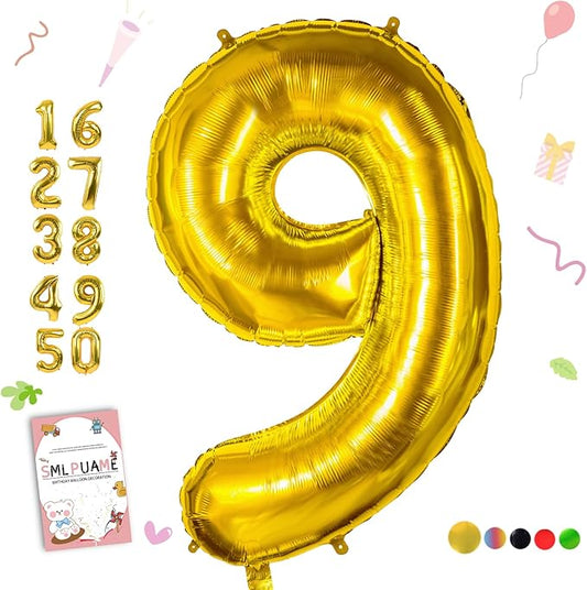 40 inch Number Balloon 0-9 Gold Large Number 9 Balloons,Digital Balloons for Birthday Party Celebration Decorations Supplies, Helium Foil Number Balloons for Wedding Anniversary