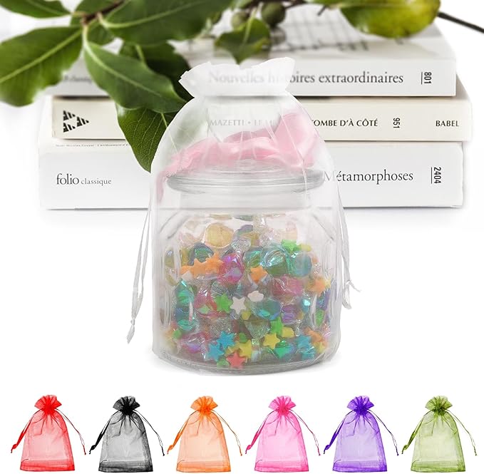 ANZNKU 100PCS Organza Bags 6x9 Large Gift Bags White Mesh Bag Drawstring, Sheer Gift Pouches for Goodie Jewelry Candy Sachet, Gift Wrap Bag for Wedding Mother's Day Bridal & Baby Shower Birthday Party