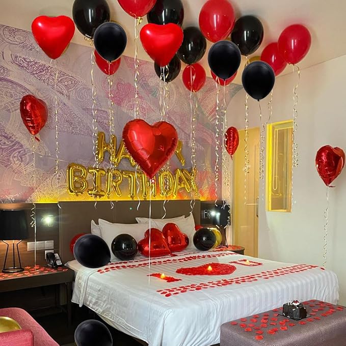 Red and Black Latex Balloons, 50Pcs 12inch Black Red White Party Balloons for Birthday,Wedding,Casino Party, Race Car Party,Graduation Decorations