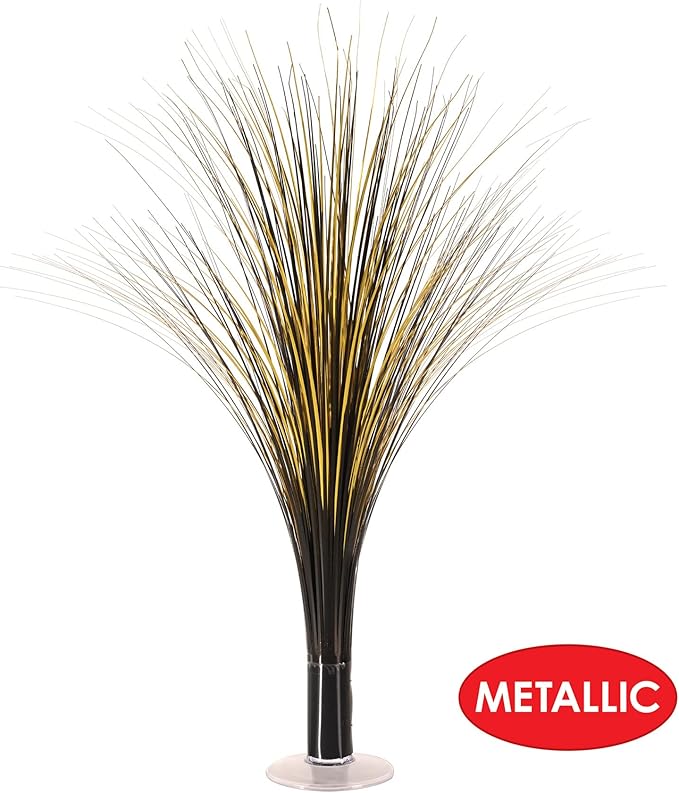 Beistle Plastic Metallic Black And Gold Spray Centerpieces For Happy New Year Decorations, Awards Night Tableware, Birthday Party Supplies, (Pack of 2) 19"