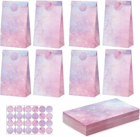 woric 36PCS Party Favor Bags with Stickers, Pink and Purple Goodie Bags for Girls Birthday Small Gift Bag for Kids, Baby Shower, Wedding, Mermaid Party Favor Supplies