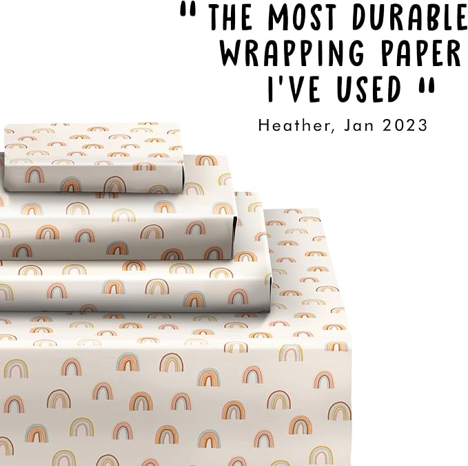 Central 23-6 Wrapping Paper Sheets - Pastel Rainbows - Birthday Gift Wrap for Women Girls Kids - Easter Paper - Baby Shower - Eco and Made in the UK