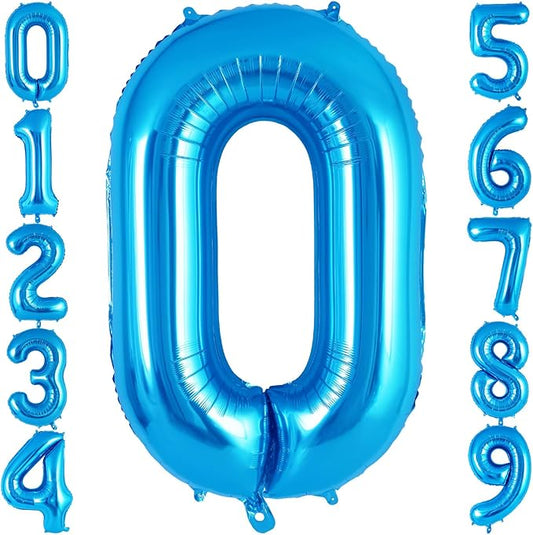 Blue Number 0 Balloon 40 Inch, Big Large Foil Helium Number Balloons, Jumbo Giant Mylar Number 0 Balloons for Birthday Party Decorations Supplies Anniversary Celebration