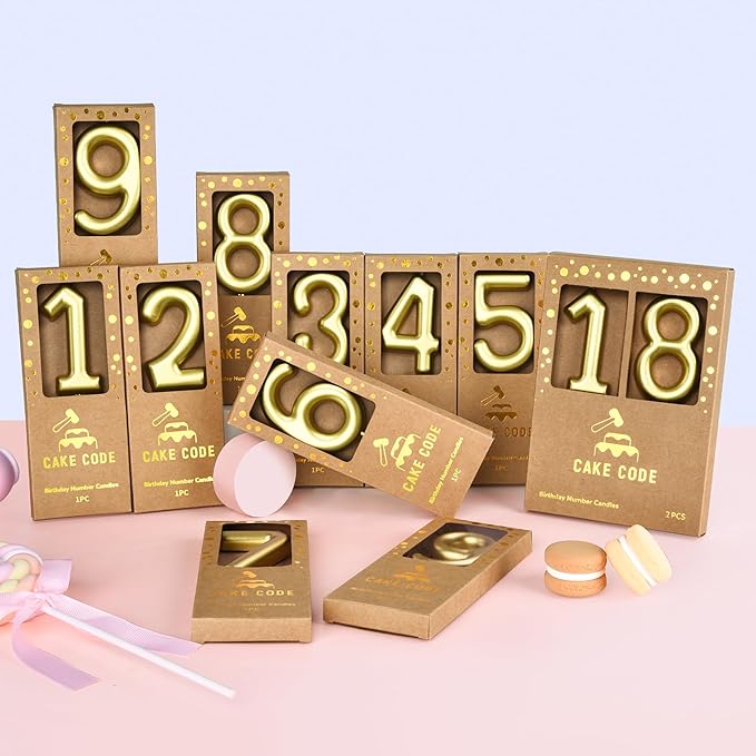 2.76 Inch Classical Gold 70 Number Birthday Candles, Gold Number Candles, Cake Number Candles, Party Celebration