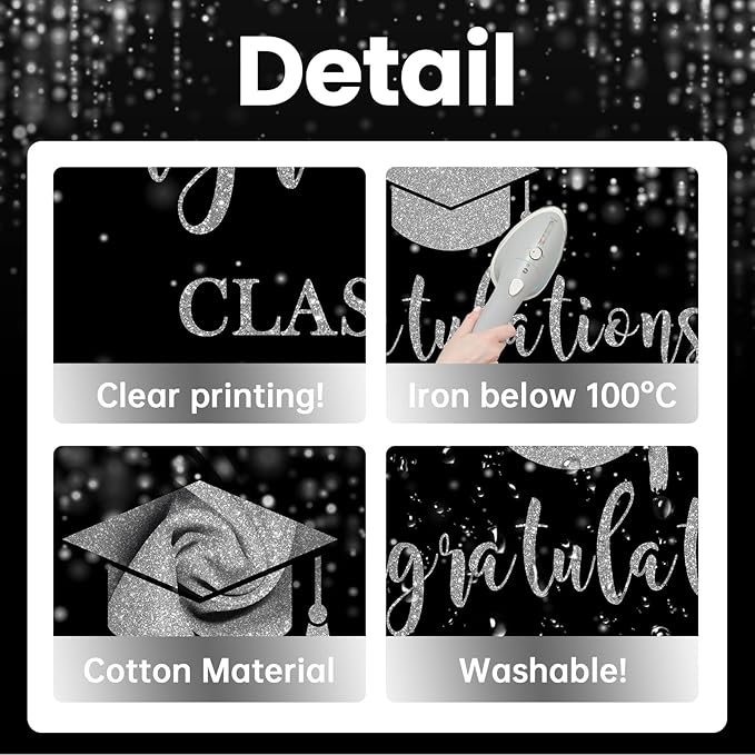 Mocsicka Class of 2026 Backdrop Black Silver Glitter Bokeh Graduation Party Background 2026 Congrats Grad Prom Party Cake Table Decoration Photo Booth Props (10x7ft)