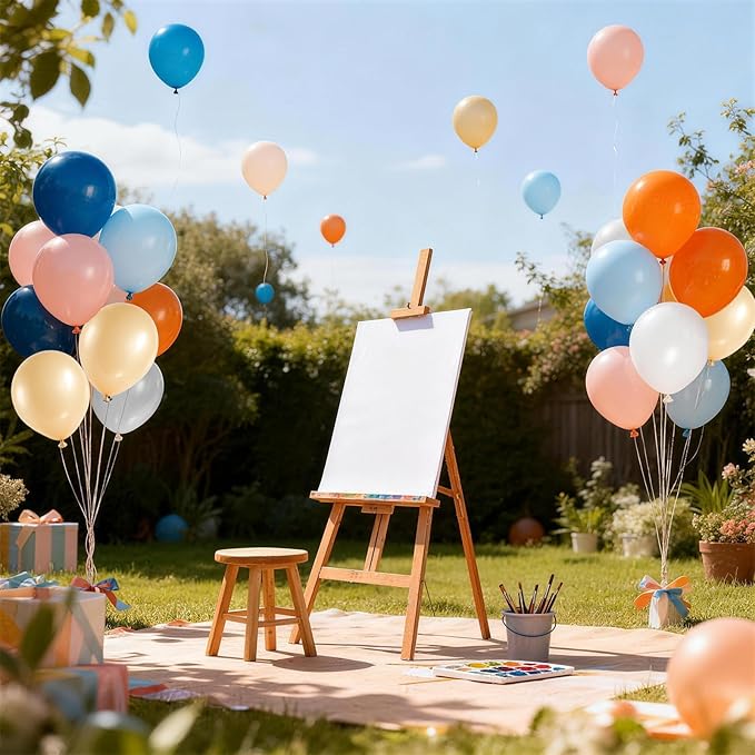 Orange Blue and Gold Balloons Set, Pastel Teal Orange Blue Light Gold Latex Balloons Set for Kids Birthday Baby Shower Graduation Summer Beach Pool Carnival Sport Party Decorations