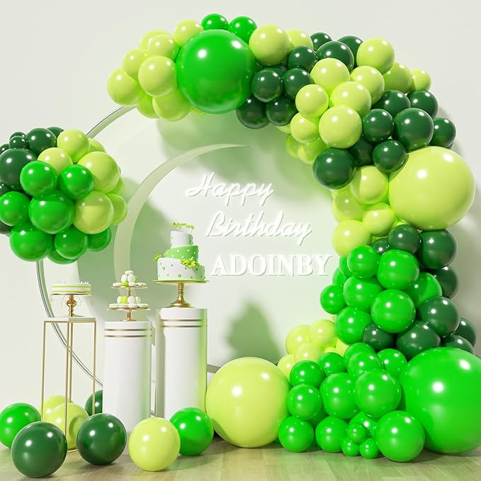Green Balloons Arch Kit, 139Pcs Green Balloon Garland Kit Lime Green Emerald Dark Green Balloons for Birthday, Baby Shower, Wedding, Jungle Party, Forest Themed, Anniversary Party Decoration