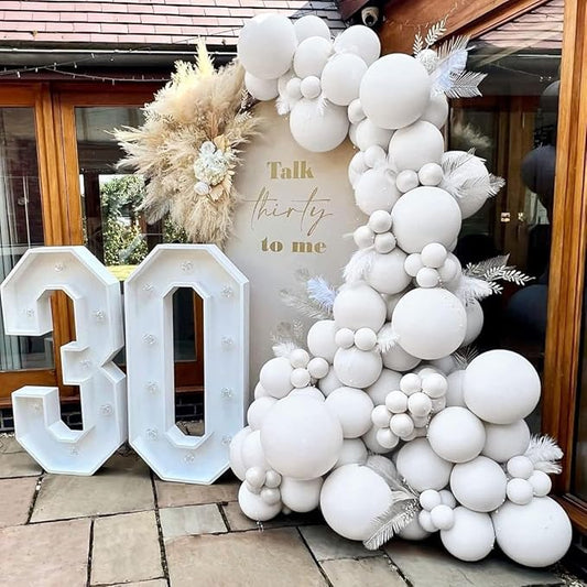 Double Stuffed White Balloon Garland - Pastel White Balloons Different Sizes 18/12/5 Inch Matte Latex Arch for Birthday Baby Shower Bridal Shower Wedding Easter Party Decorations