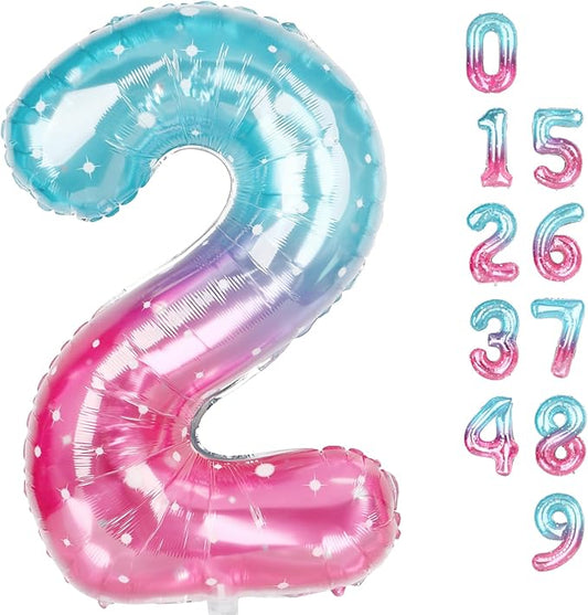 2 Numbers Balloon 40 Inch Pink Purple Blue Two Balloon Number Birthday Decor, 2nd 12 21st Party Celebration Decorations Graduations Wedding Baby Shower