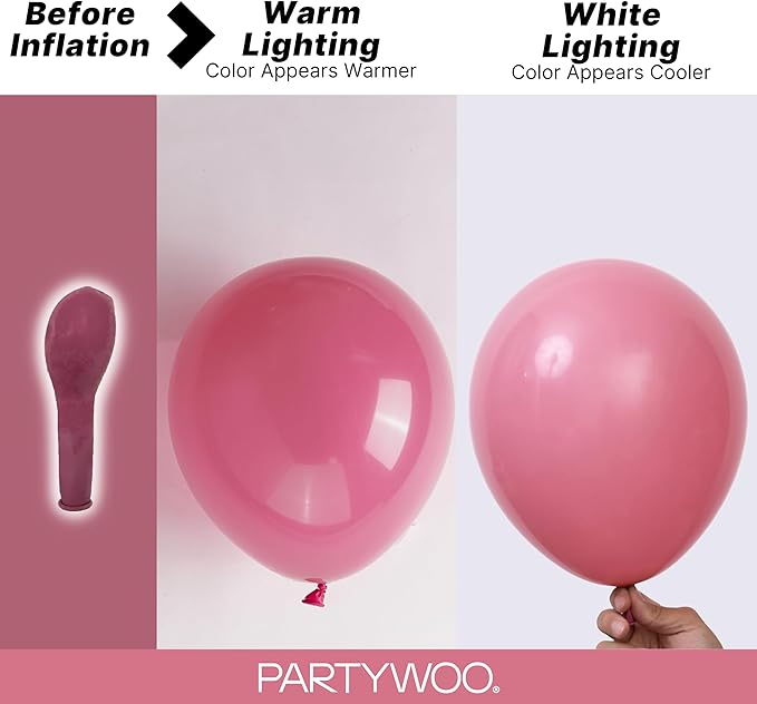 PartyWoo Mauve Balloons 140pcs Different Sizes of 18 12 10 5 Inch Dusty Pink Rose Blush Boho Netural Balloon Arch Kit Garland for Baby Shower Wedding Engagement Birthday Party Decorations Pink-F02