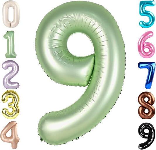 40 Inch Olive Green Numbers 9 Balloon, Balloons Decorations for 9 19 90 Birthday Party, Engagement, Wedding, Graduations, Photo Shoot Supplies