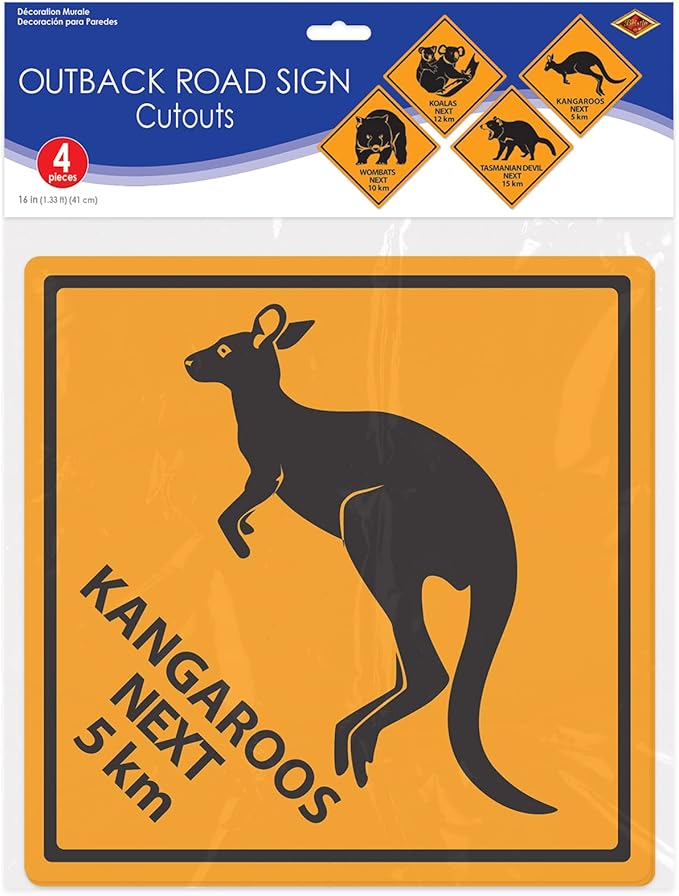 Beistle Outback Rock Weekend Critter Crossing Sign Cutouts (Pack of 3) - Yellow/Black Paper Cutouts