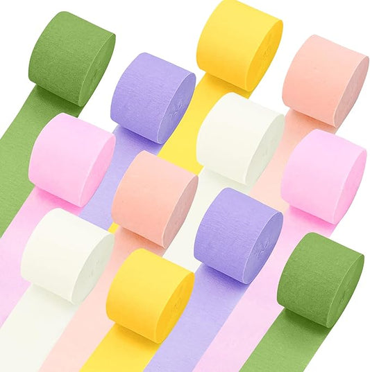 Crepe Paper Streamers, 12 Rolls Party Streamers, 6 Colors 984 Ft Streamers Party Decorations for Birthday, Wedding, Baby Shower, Holiday, DIY Crafts, Backdrop