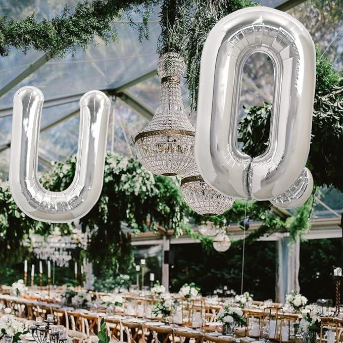TONIFUL 40 Inch Large Silver Letter Q Balloons Helium Balloons,Foil Mylar Big Letter Balloons for 2026 New Year Eve Graduation Wedding Baby Shower Birthday Party Anniversary Supplies Decorations
