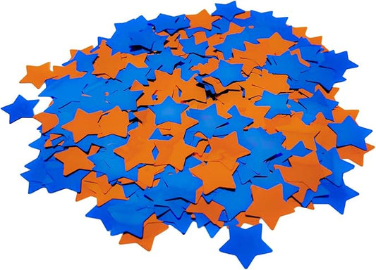 ZOOYOO Blue and Orange Foil Confetti, Star Foil Glitter Table Confetti, Sparkling for Wedding Birthday Party Decoration (1.76 OZ, 1.5 cm)