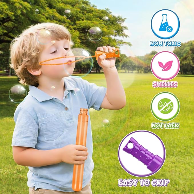 SpringFlower Bubbles for Kids, 84Pcs 2OZ Bubble Wands Bulk in 6 Assorted Colors, Ideal for Kid Party Favors, Summer Toys, Indoor & Outdoor Activities, Birthday, Carnival Prizes, Wedding, Goodie Bags