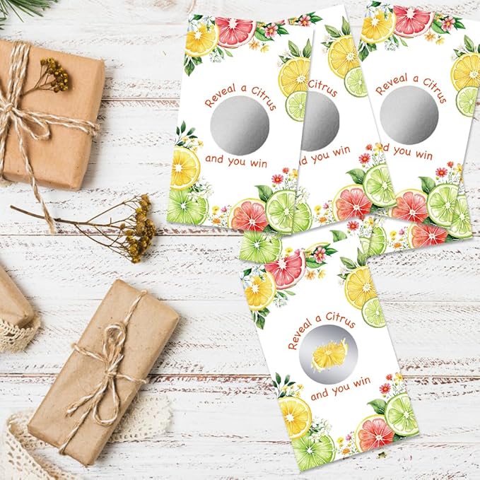 50 Pcs The Lemon Themed Scratch-off Game Cards, Scratch Card for Engagement Party, Wedding, Bachelorette Party, Bridal Lottery Ticket, Citrus Lemon Bridal Shower Decorations
