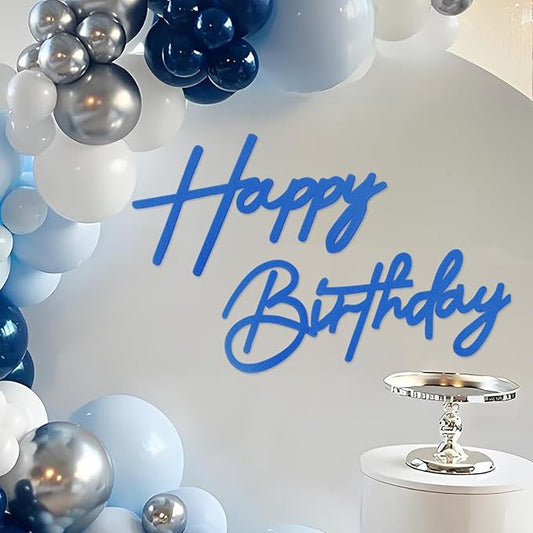 Happy Birthday Sign for Backdrop - Felt Happy Birthday Letter Sign for Balloon Arch Birthday Party Balloon Arch Backdrop Decorations for Birthday Party Baby Shower - Blue