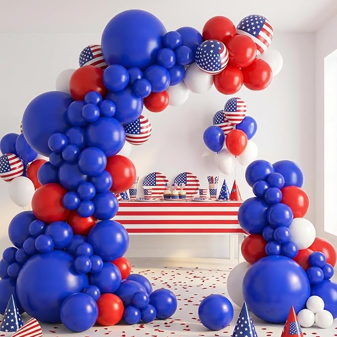 RUBFAC 135pcs Royal Blue Balloons, Latex Balloon Different Sizes 18 12 10 5 Inch for Garland Arch Birthday Party Graduation Baby Shower Baseball Nautical Party Decoration
