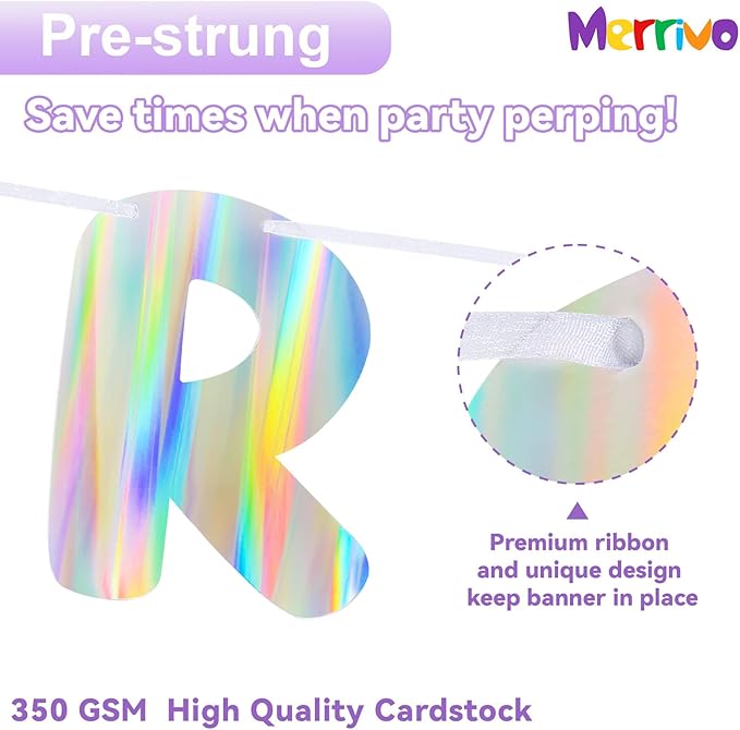 Iridescent It's Giving Birthday Banner, Pre-Strung Fun Birthday Decorations supplies, Cute Party Sign for 21st & Sweet 16 Celebrations & Photobooth Backdrop