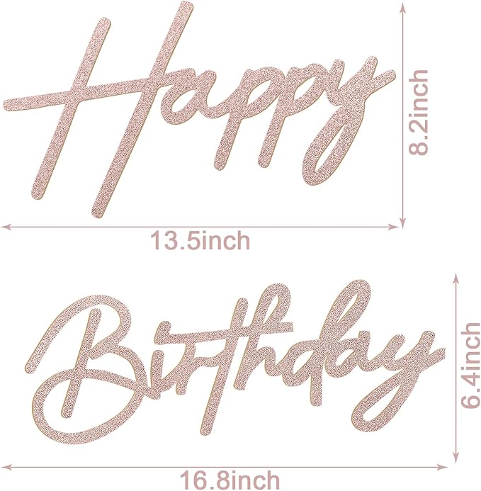 Happy Birthday Sign for Backdrop - Glitter Felt Happy Birthday Letter Sign for Balloon Arch Birthday Party Balloon Arch Backdrop Decorations for Birthday Party Baby Shower - Rose Gold