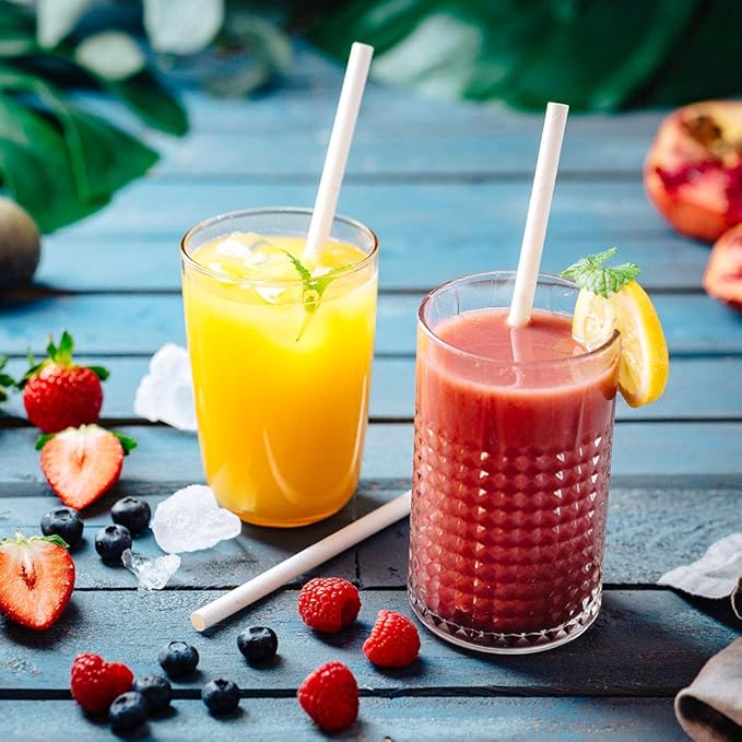 BIOZOYG 150 Pack 9 Inch White Paper Straws - Jumbo, Biodegradable & Compostable, Perfect for Smoothies, Milkshakes & More