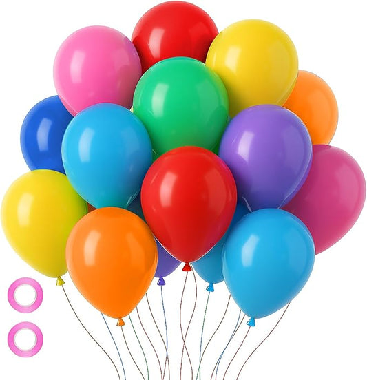 Voircoloria 105pcs Colorful Balloons 12inch Rainbow Latex Balloons for Boys Girls Birthday Baby Shower Gender Reveal Wedding Decorations