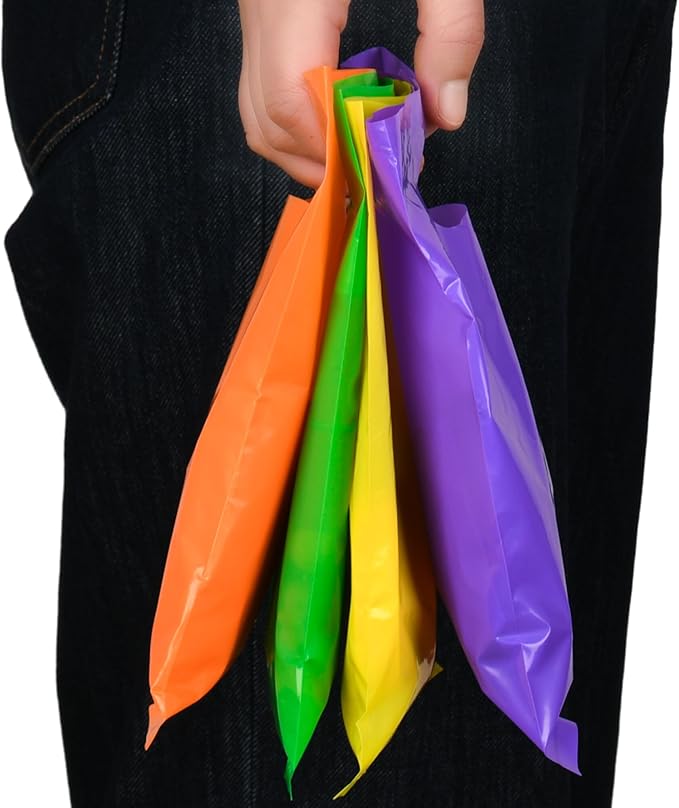24 PCS Plastic Party Favor Small Gift Bags, 6"x8" Goodie Bags for Kids, Candy Treat Pouches Bulk with Handle for Kids' Birthday Party, Thanksgiving, Christmas, Halloween, 6 Colors