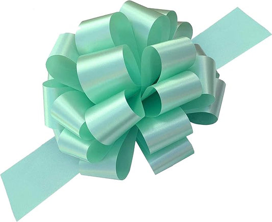 Large Mint Green Ribbon Pull Bows - 9" Wide, Set of 6, St. Patrick's Day, Easter, Spring, Earth Day, Wreath, Swag, Garland, Gift Wrap, Baskets, Fundraiser, Birthday, Party Decor, Office