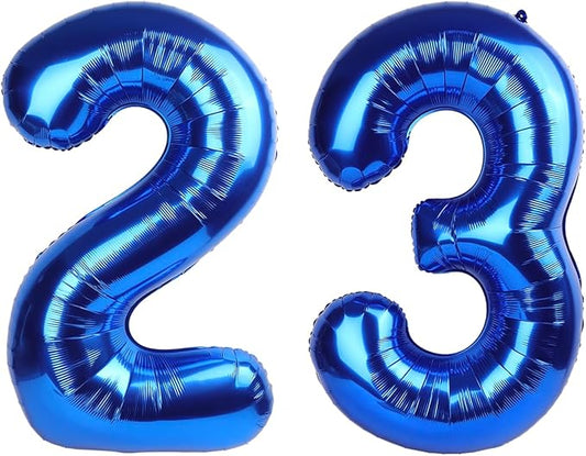 Number 23 Balloon 40 Inch, Big Foil 23th Birthday Balloons Decorations for Women, Dark Blue Number Balloon for 2 3 23 32 Wedding Memorial Day's Graduation Supplies