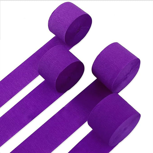 4 Rolls Crepe Paper Deep Purple Streamers – Perfect for Streamers Party Decorations, Wedding, Birthday, Colored Decor, and DIY Craft Supplies(1.8 Inch x 82 Ft/Roll)