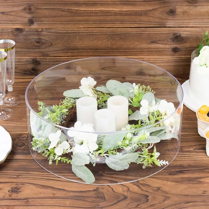 Efavormart 14" Round Clear Acrylic Cake Stand, Transparent Fillable Display Box, Pedestal Riser with Hollow Bottom for Weddings, Parties, Banquets, and Creative Dessert Displays