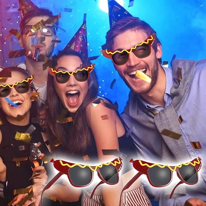 2Pcs Hot Dog Eyeglasses Funny Sunglasses Halloween Dance Party Makeup Glasses Summer Dress Up Decorative Eyewears