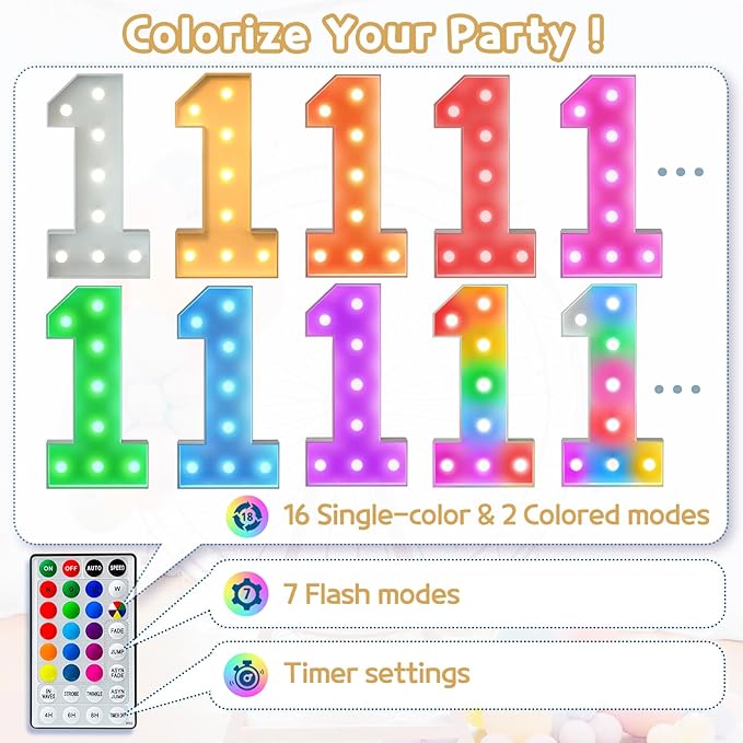 Marquee Numbers Colorful 30th Birthday Decoration: 4FT Large Light Up 30 Year Old Birthday Decorations Anniversary Backdrop Cardboard Sign 18 Colors Number 30 Mosaic Balloon Frame