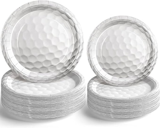 Mototo 120 Pack Golf Ball Paper Plates, 7 Inch and 9 Inch Golf Paper Plates Dessert Dinner Disposable Tableware Set for Sports Theme Hole in One Party Supplies, Birthdays, Club, Baby Shower Decoration