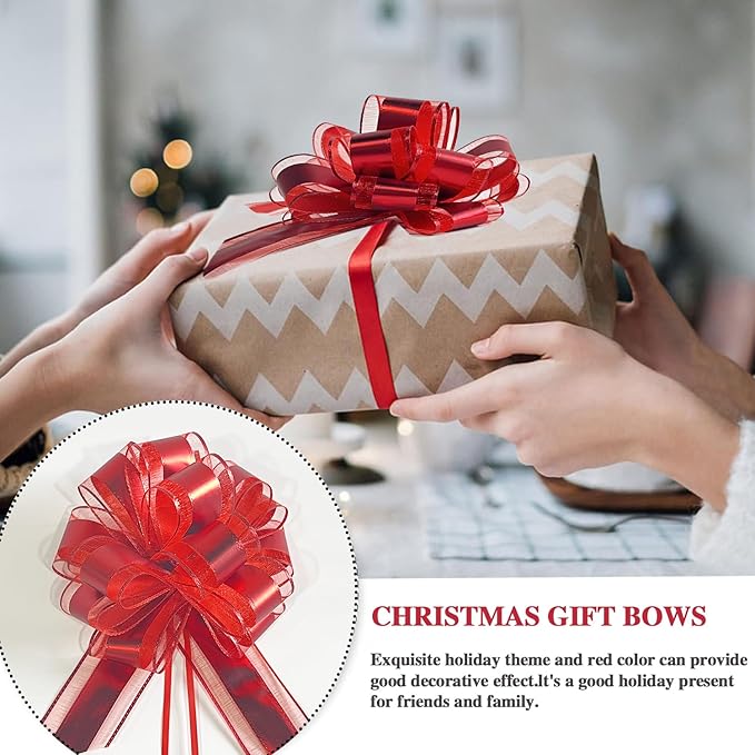 20 PCS Large Pull Bows Gift Wrapping Bows for Wedding Gift Baskets, Party Gift Wrap, Presents Decorating (Red)