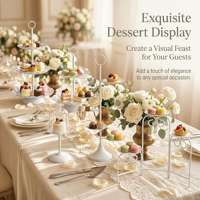 16 Pieces Cake Stands Metal Cupcake Holders Set for Graduation Party Dessert Table Wedding Baby Shower Birthday Tea Party Anniversary Christmas Antique European Decoration Fruits Snack Plate Tray